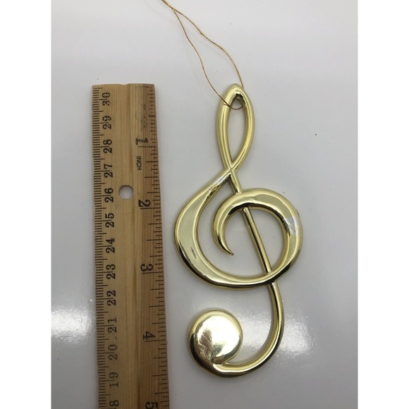 Music Note Christmas Ornament 4.5" Plastic Gold Tone Choral Teacher Singer Gift - Picture 2 of 5